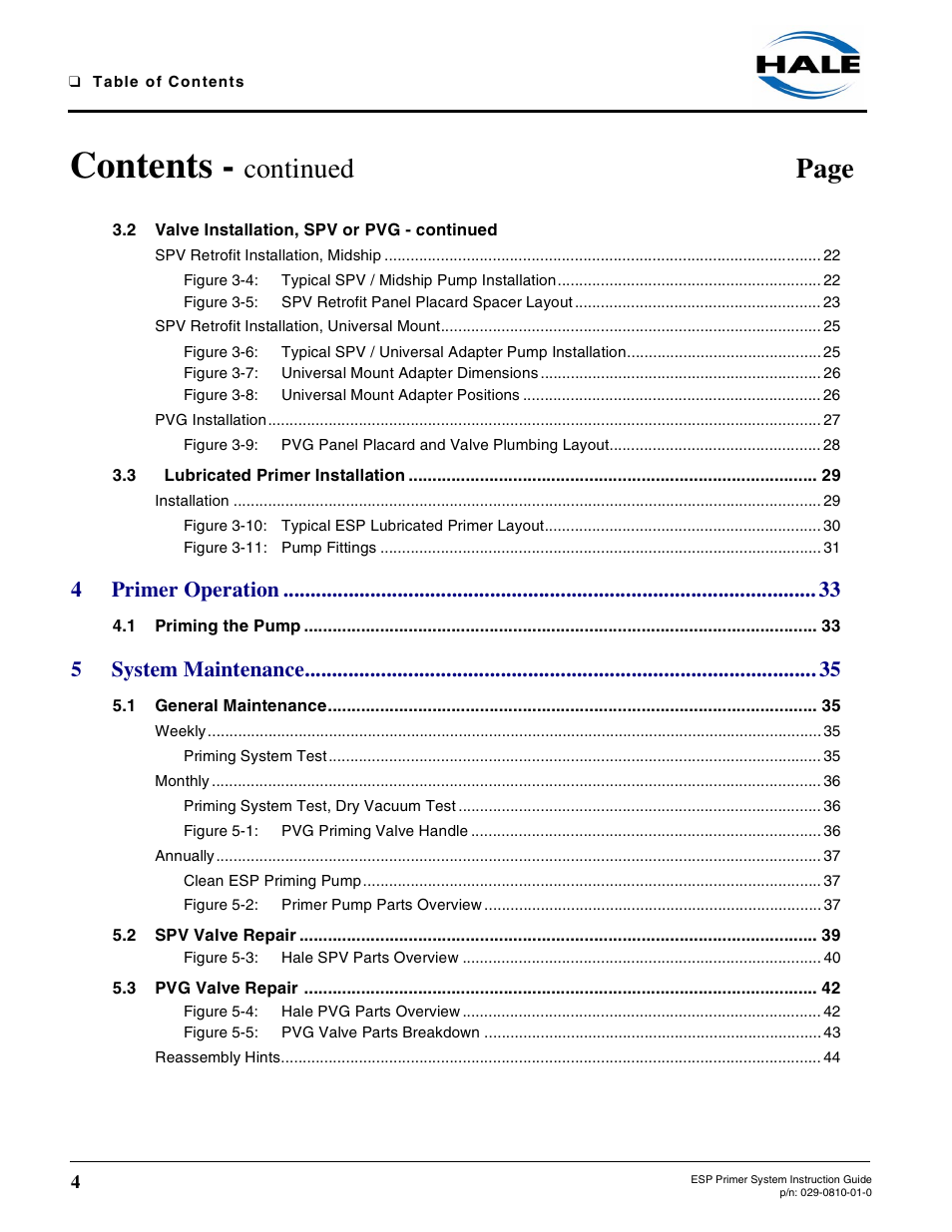 Hale ESP Priming System User Manual | Page 4 / 70