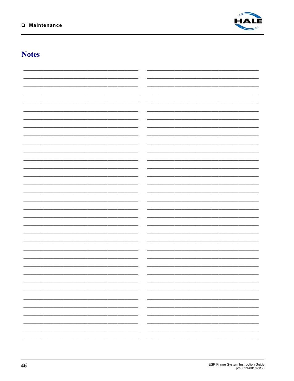 Hale ESP Priming System User Manual | Page 46 / 70