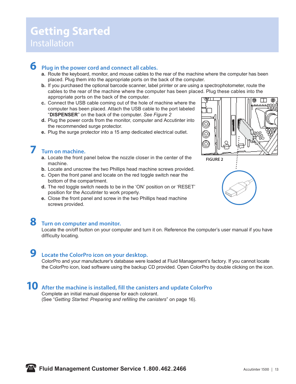 Getting started, Installation | Fluid Management 1500HS Accutinter User Manual | Page 15 / 44