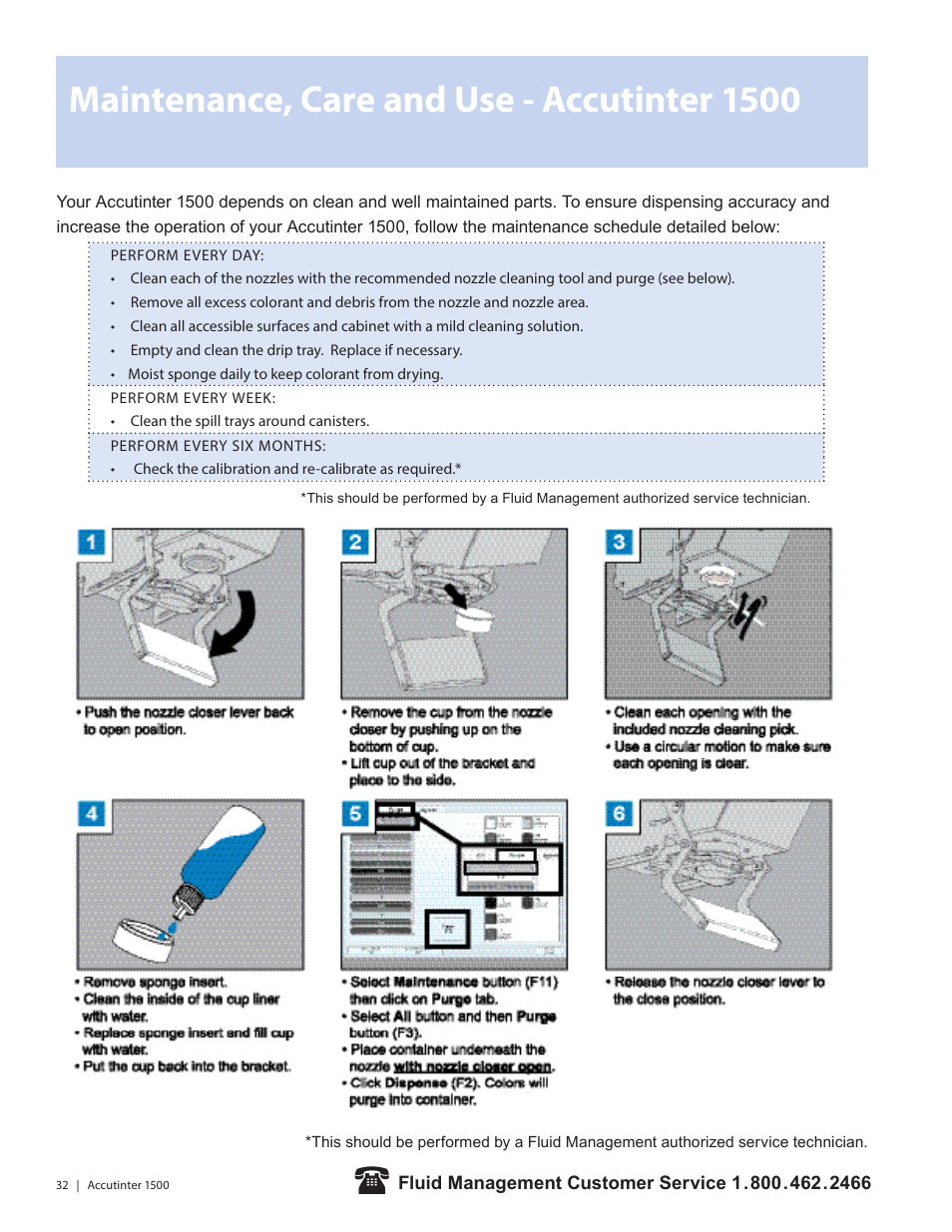 Maintenance, care and use - accutinter 1500 | Fluid Management 1500HS Accutinter User Manual | Page 34 / 44