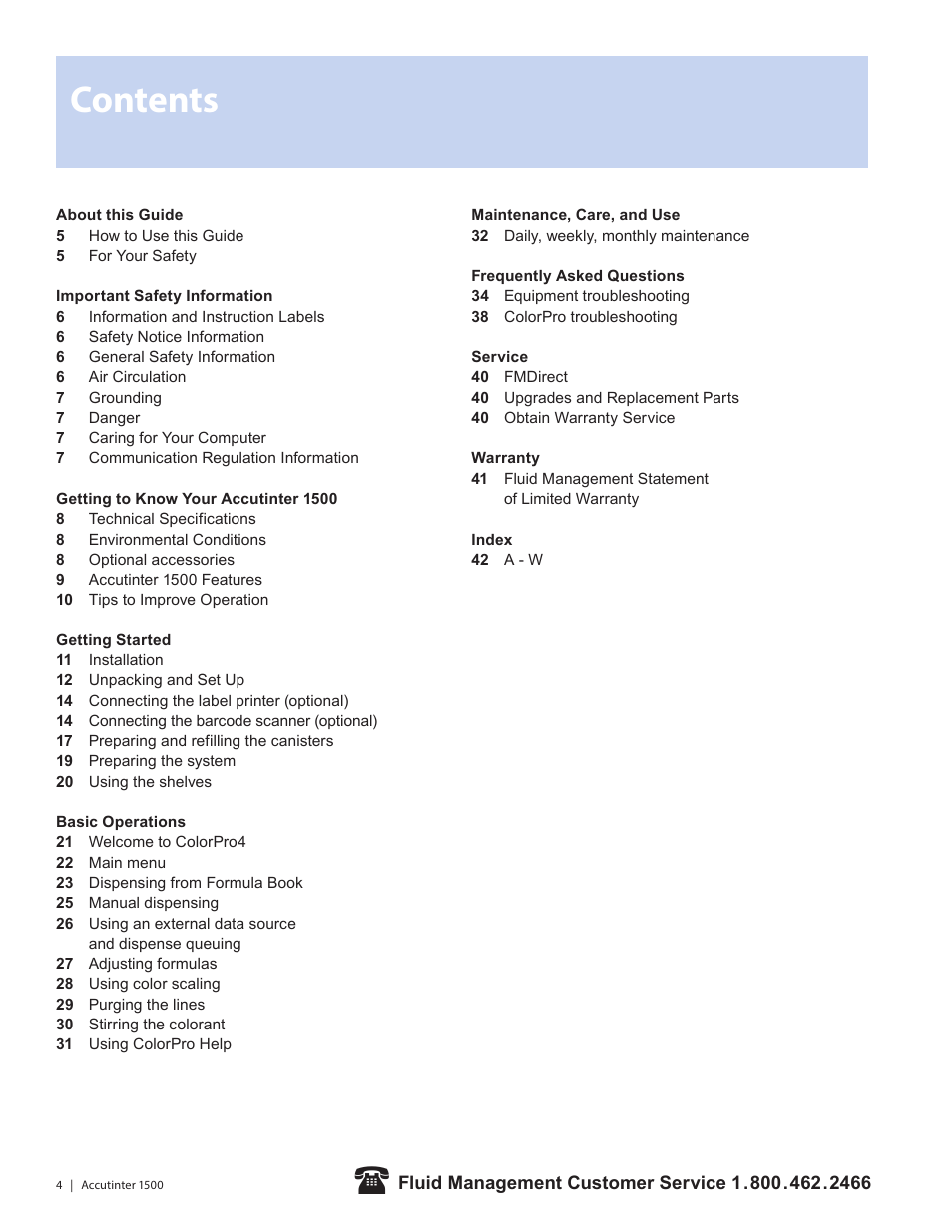 Fluid Management 1500HS Accutinter User Manual | Page 6 / 44