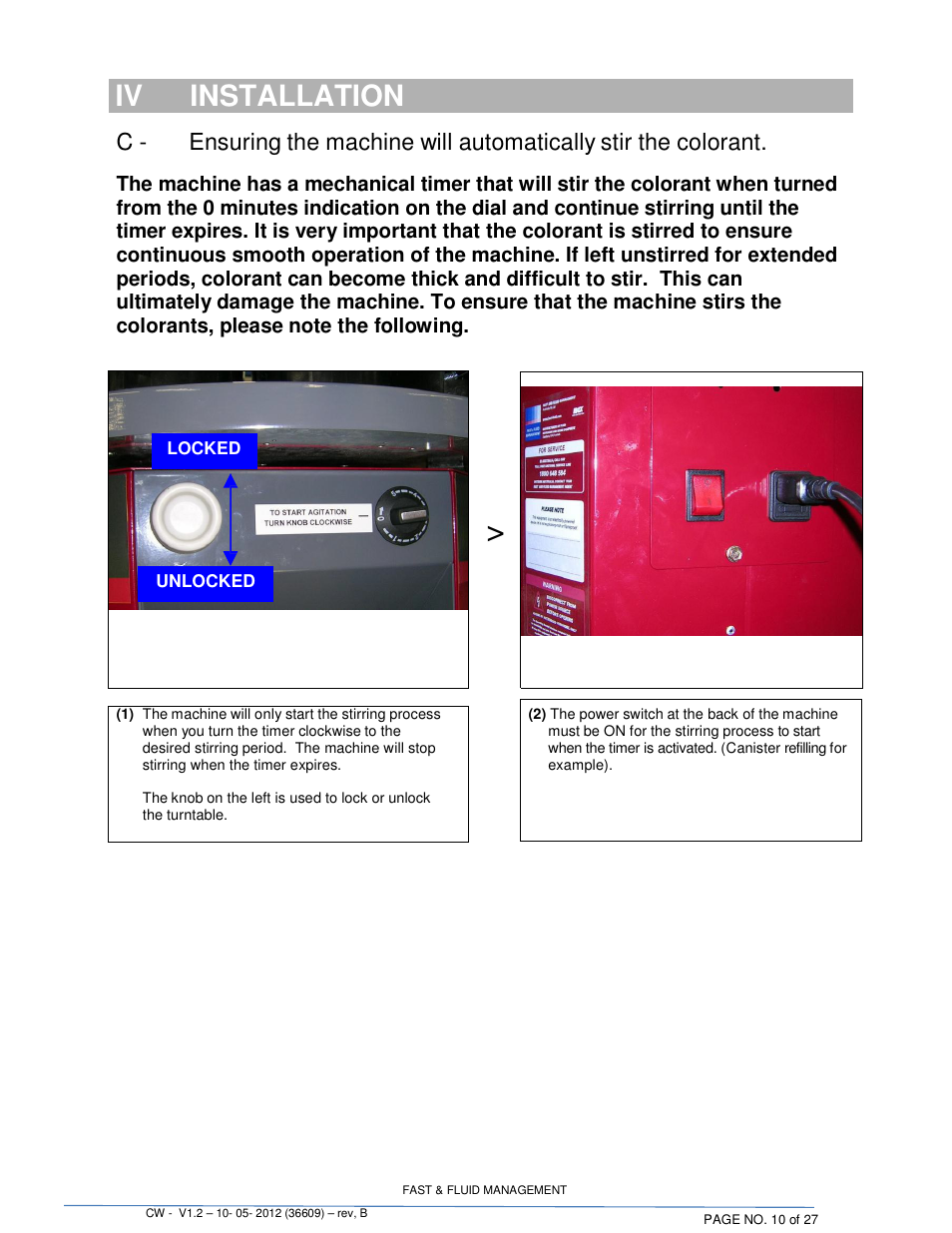 Iv installation | Fluid Management 22CW Blendorama User Manual | Page 10 / 27