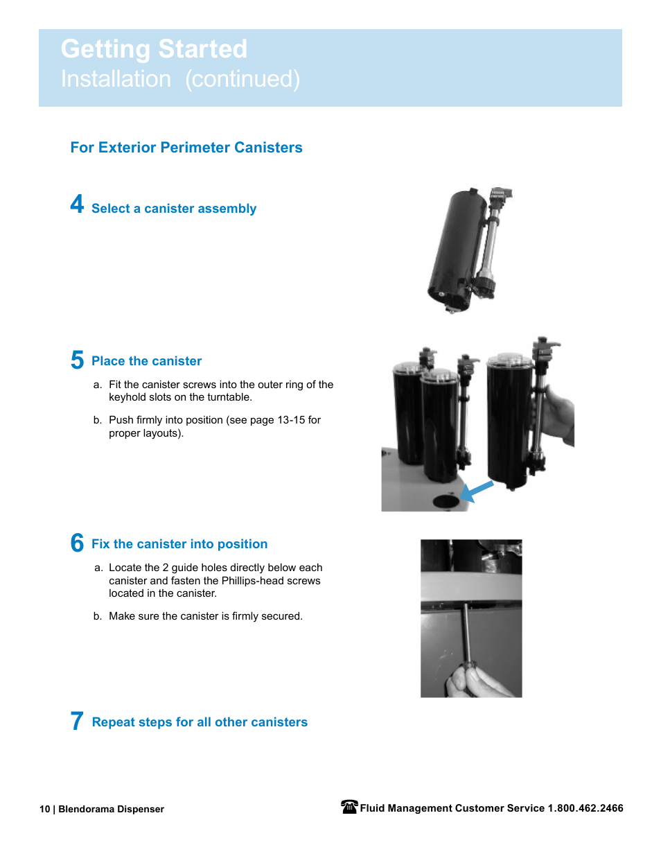 Getting started, Installation (continued) | Fluid Management 53PD Blendorama User Manual User Manual | Page 12 / 43
