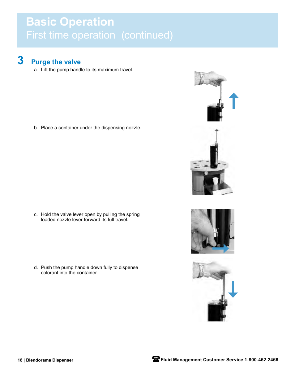 Basic operation, First time operation (continued) | Fluid Management 53PD Blendorama User Manual User Manual | Page 20 / 43