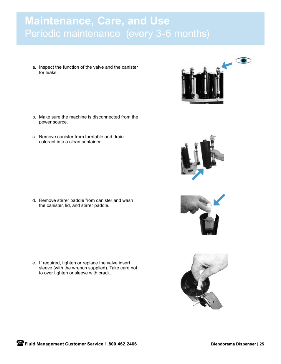 Maintenance, care, and use, Periodic maintenance (every 3-6 months) | Fluid Management 53PD Blendorama User Manual User Manual | Page 27 / 43