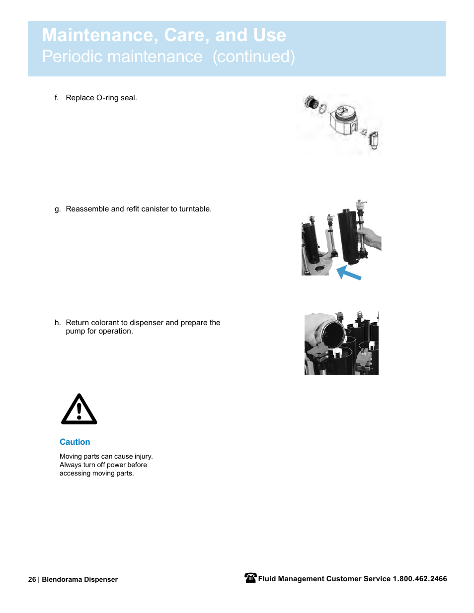 Maintenance, care, and use, Periodic maintenance (continued) | Fluid Management 53PD Blendorama User Manual User Manual | Page 28 / 43