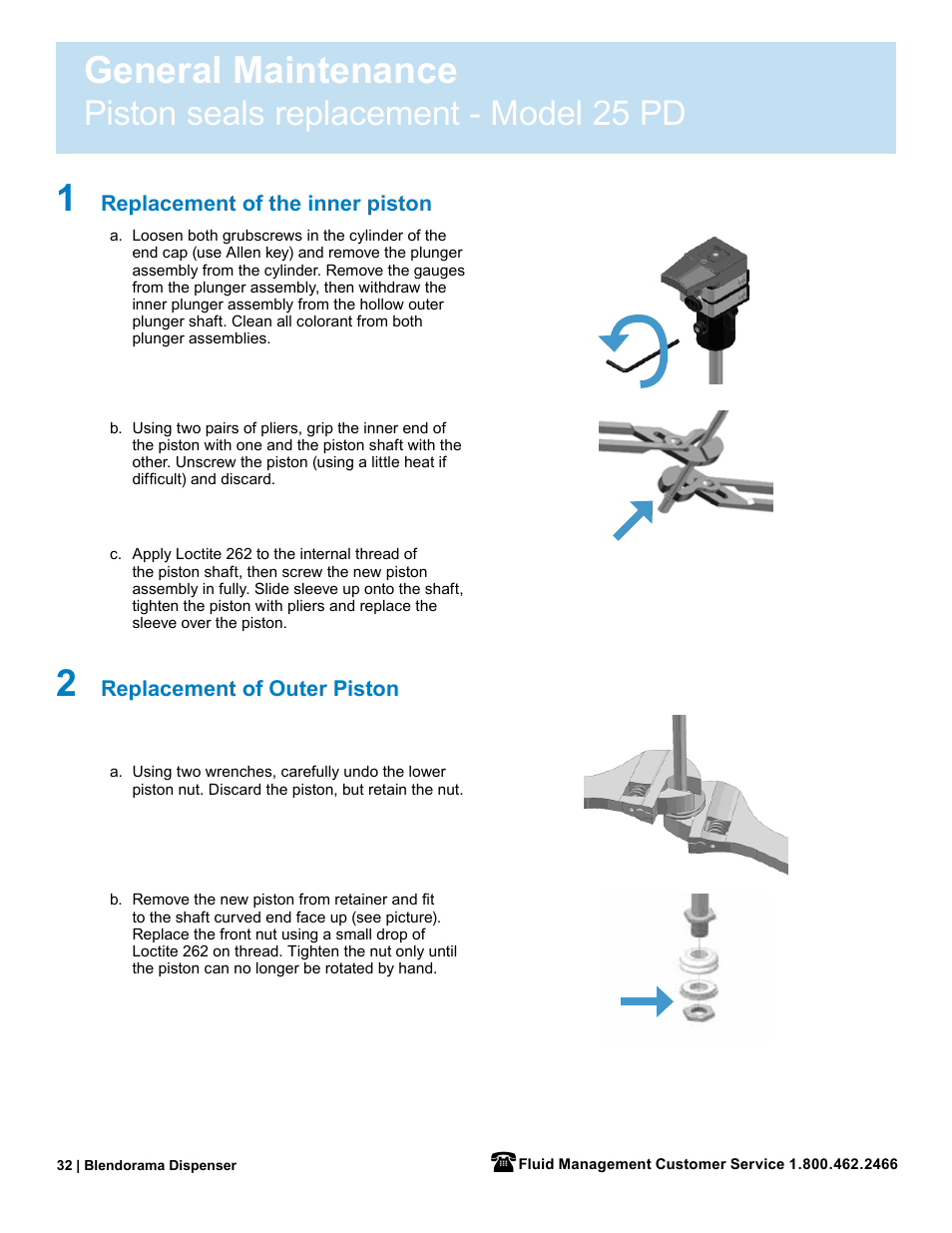 General maintenance, Piston seals replacement - model 25 pd | Fluid Management 53PD Blendorama User Manual User Manual | Page 34 / 43