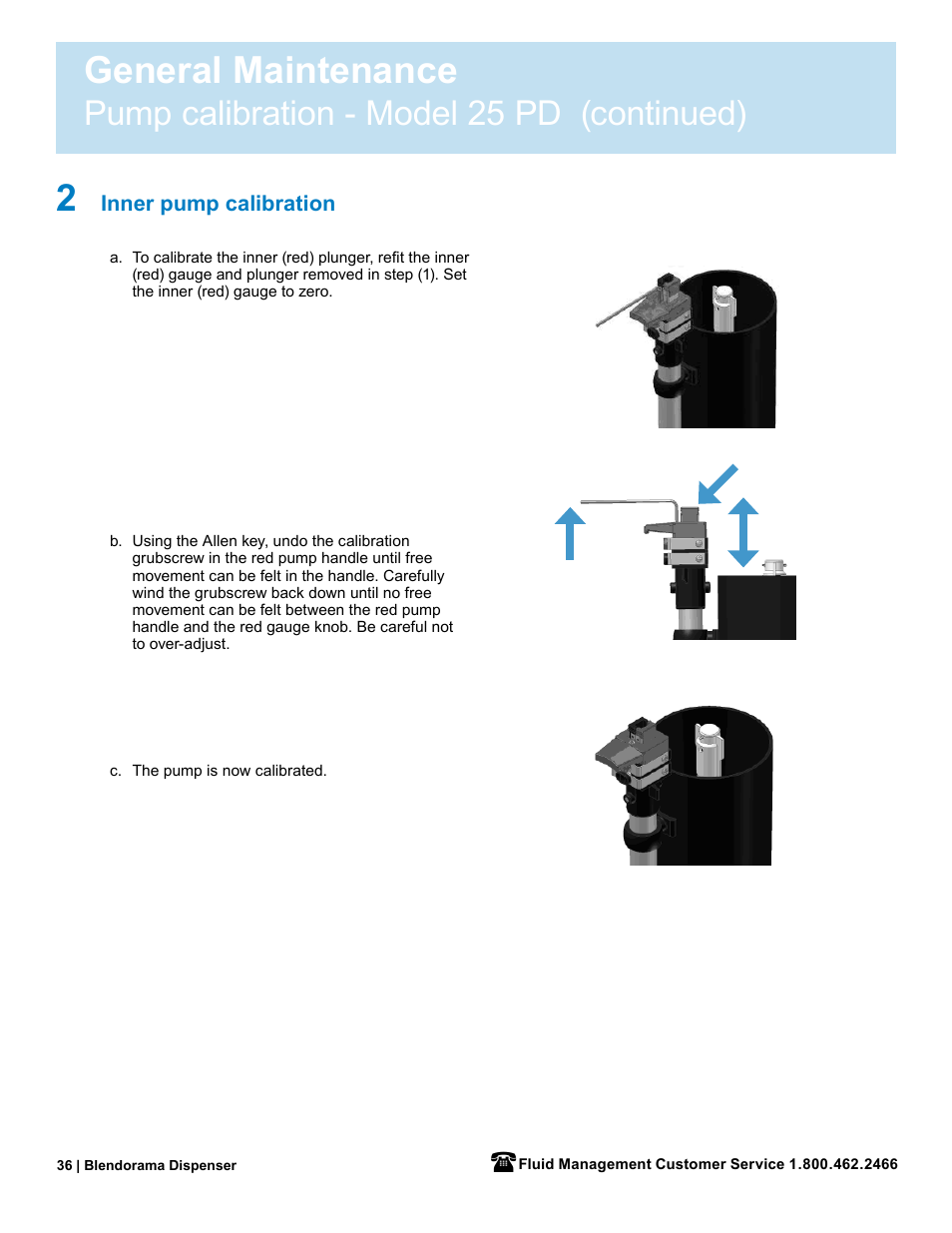 General maintenance, Pump calibration - model 25 pd (continued) | Fluid Management 53PD Blendorama User Manual User Manual | Page 38 / 43