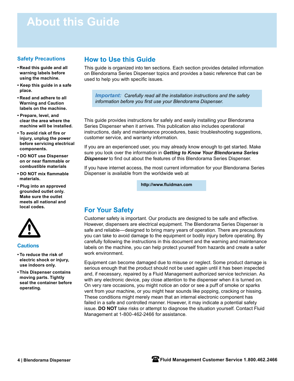 About this guide, How to use this guide, For your safety | Fluid Management 53PD Blendorama User Manual User Manual | Page 6 / 43