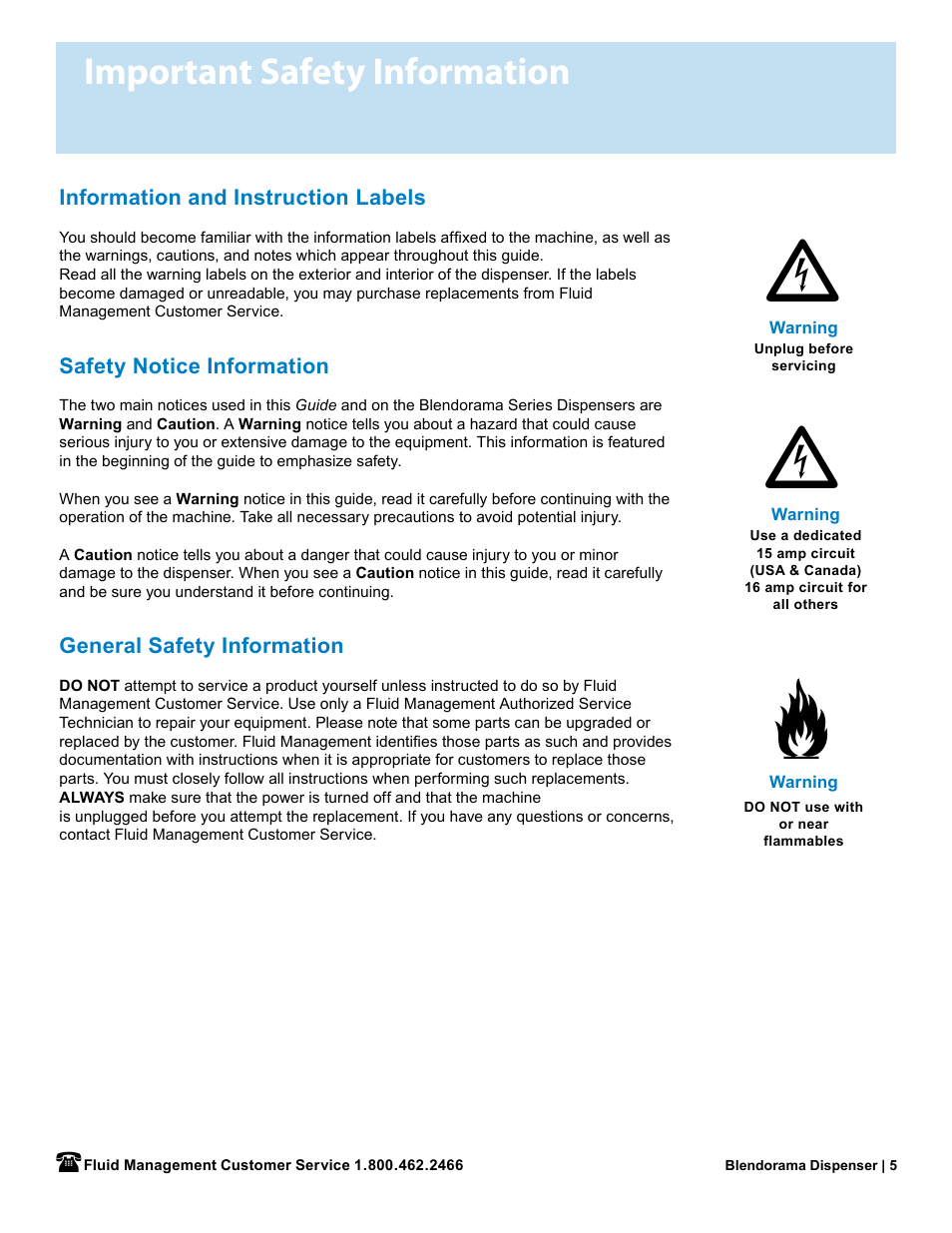 Important safety information | Fluid Management 53PD Blendorama User Manual User Manual | Page 7 / 43