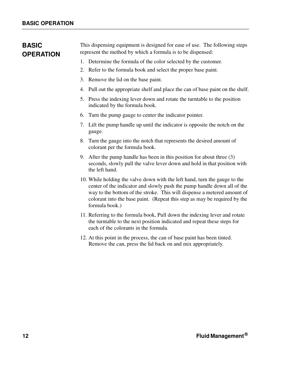 Basic operation | Fluid Management NSC50 Harbil User Manual | Page 12 / 24