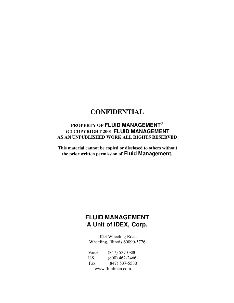Confidential, Fluid management a unit of idex, corp, Fluid management | Fluid Management NSC80 Harbil User Manual | Page 2 / 24