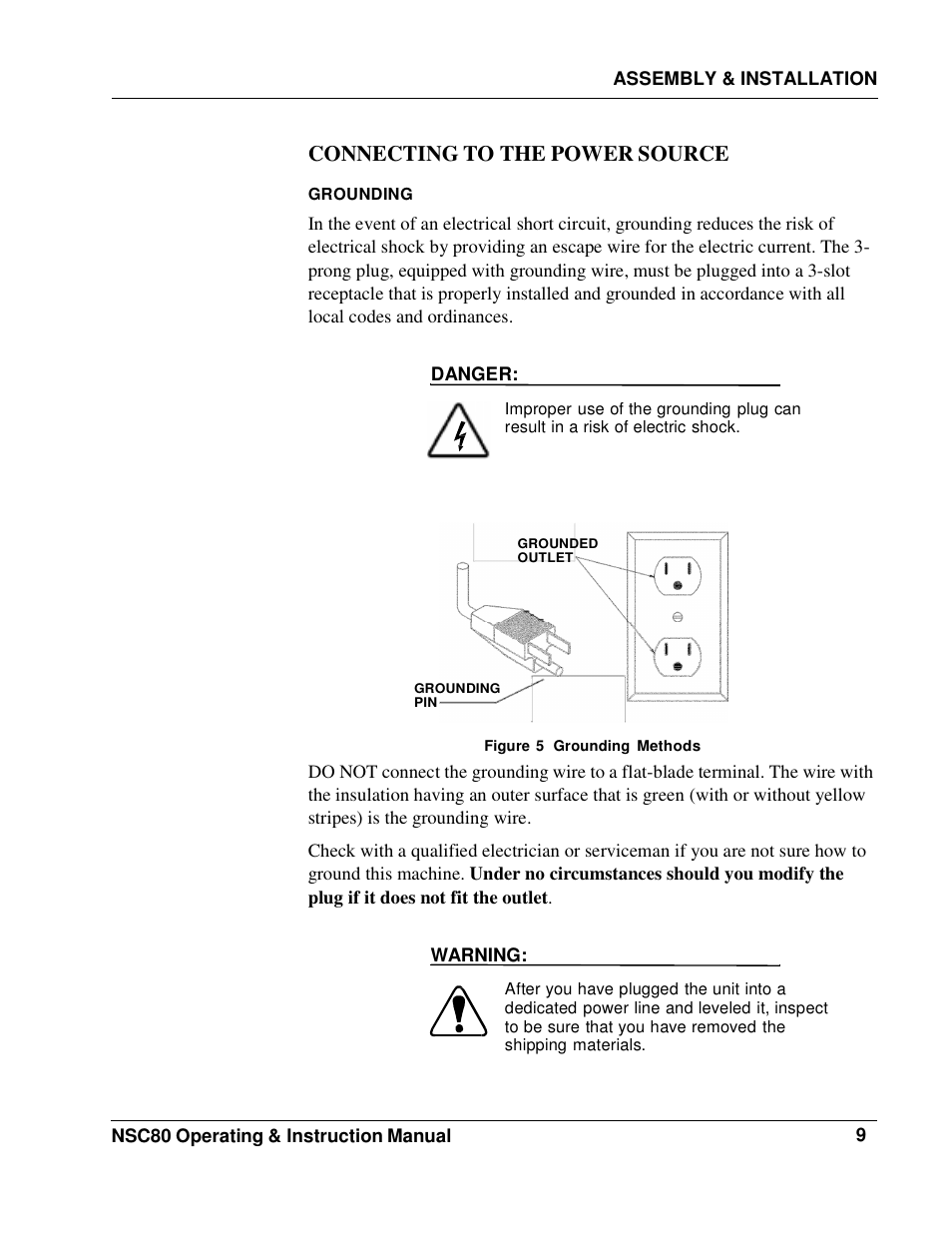 Connecting to the power source | Fluid Management NSC80 Harbil User Manual | Page 9 / 24