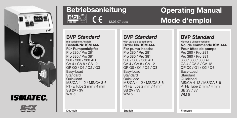 IDEX Health & Science BVP Standard User Manual | 36 pages