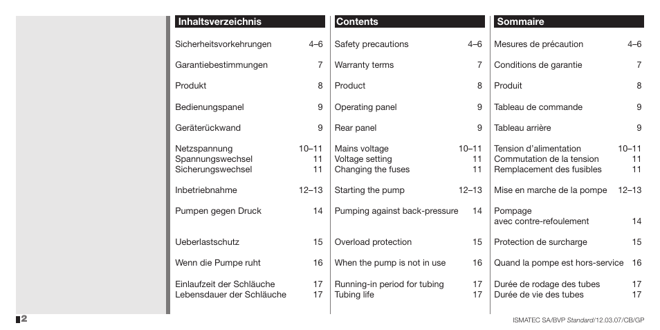 IDEX Health & Science BVP Standard User Manual | Page 2 / 36