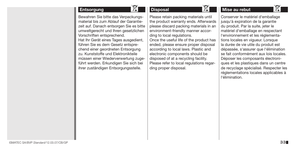 IDEX Health & Science BVP Standard User Manual | Page 33 / 36
