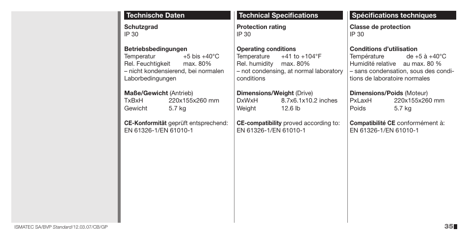 IDEX Health & Science BVP Standard User Manual | Page 35 / 36