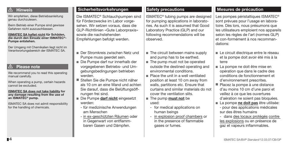 IDEX Health & Science BVP Standard User Manual | Page 4 / 36