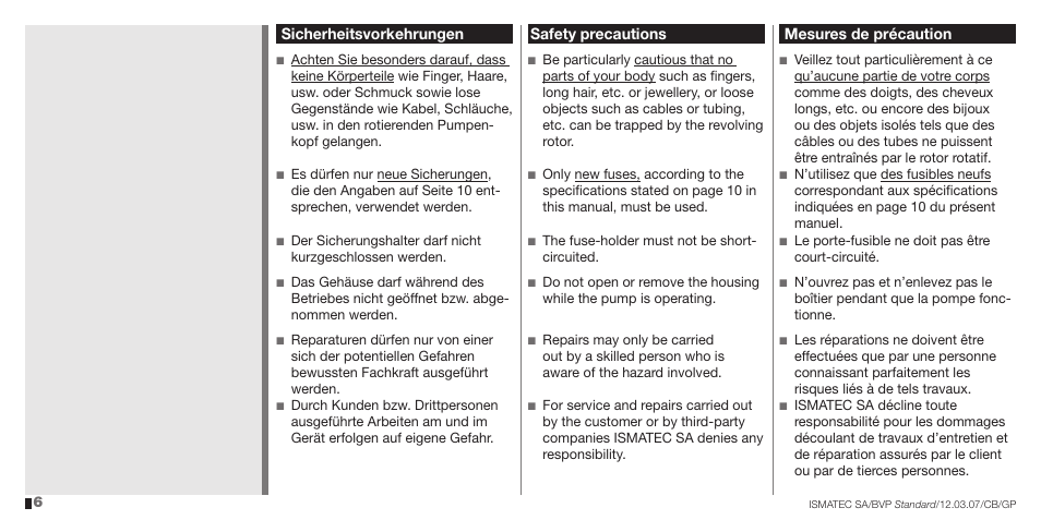 IDEX Health & Science BVP Standard User Manual | Page 6 / 36
