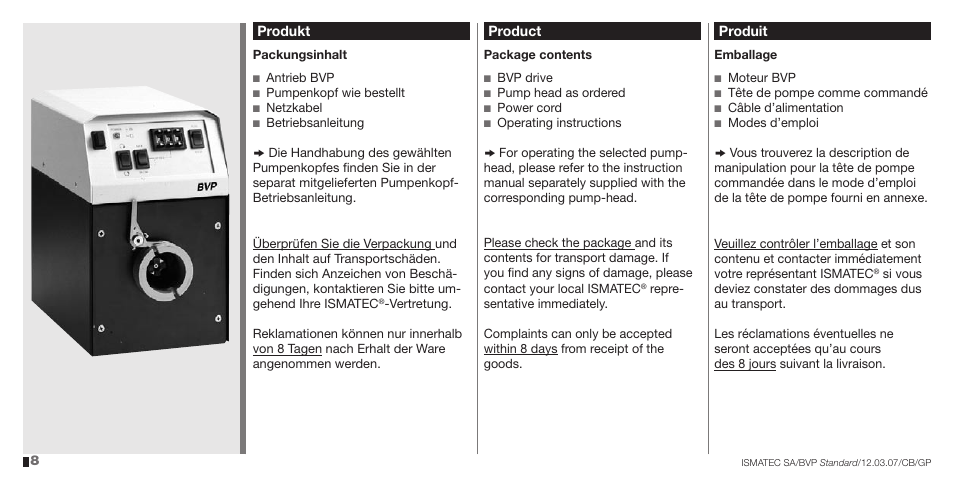 IDEX Health & Science BVP Standard User Manual | Page 8 / 36