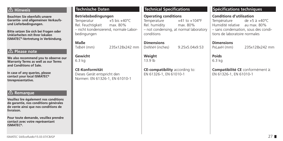 IDEX Health & Science Ecofluidic (old name: Ecoflow) User Manual | Page 27 / 28