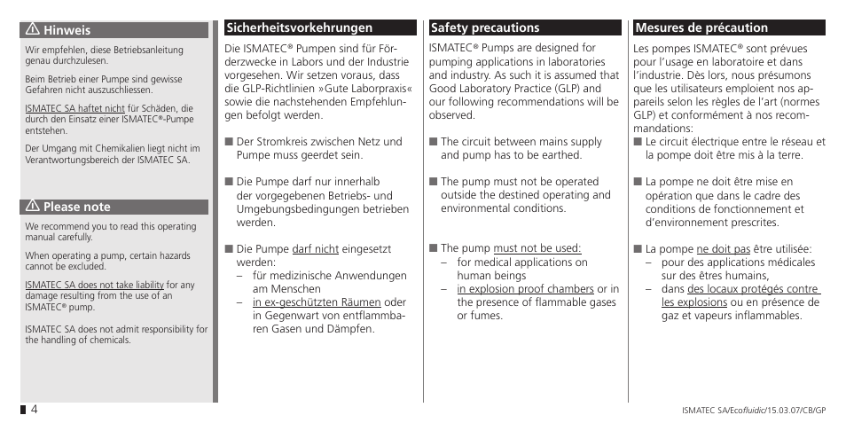 IDEX Health & Science Ecofluidic (old name: Ecoflow) User Manual | Page 4 / 28