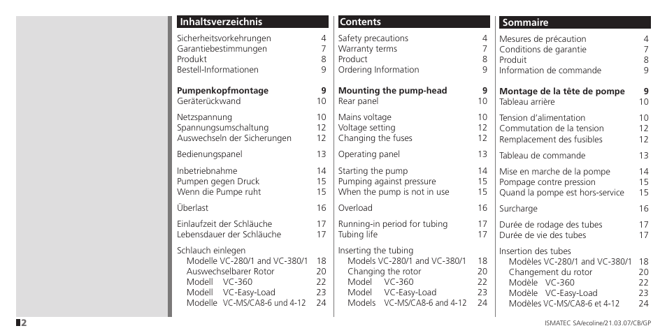 IDEX Health & Science Ecoline User Manual | Page 2 / 36