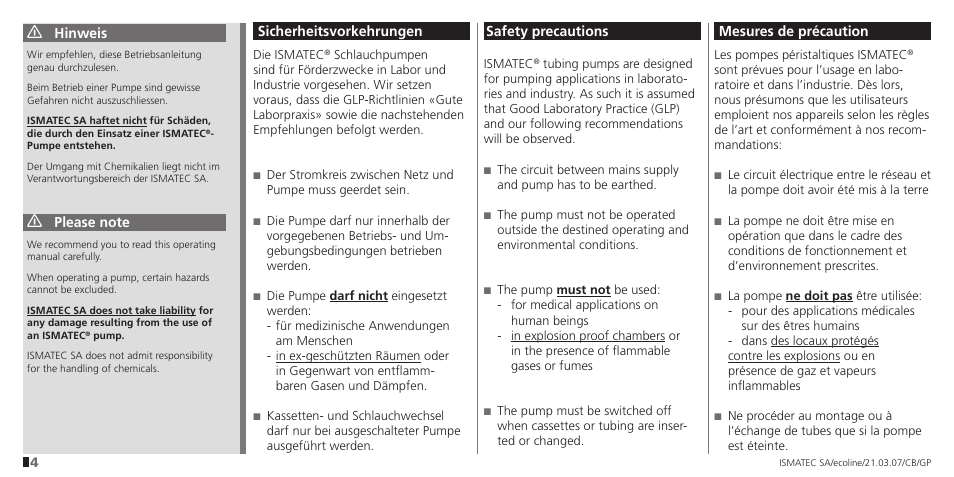 IDEX Health & Science Ecoline User Manual | Page 4 / 36