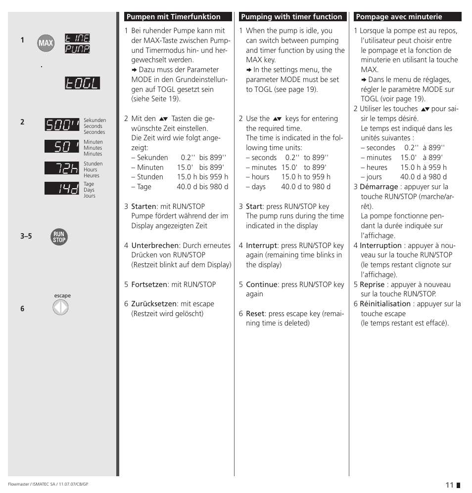 IDEX Health & Science Flowmaster – version with Timer Function User Manual | Page 11 / 36