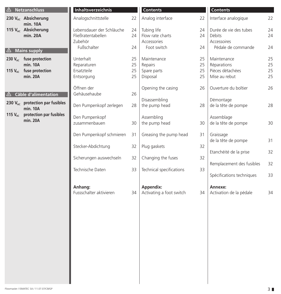 IDEX Health & Science Flowmaster – version with Timer Function User Manual | Page 3 / 36