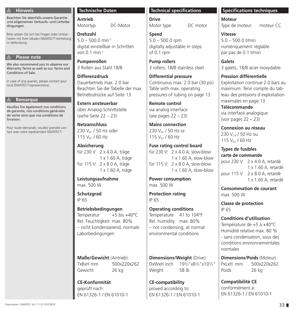 IDEX Health & Science Flowmaster – version with Timer Function User Manual | Page 33 / 36