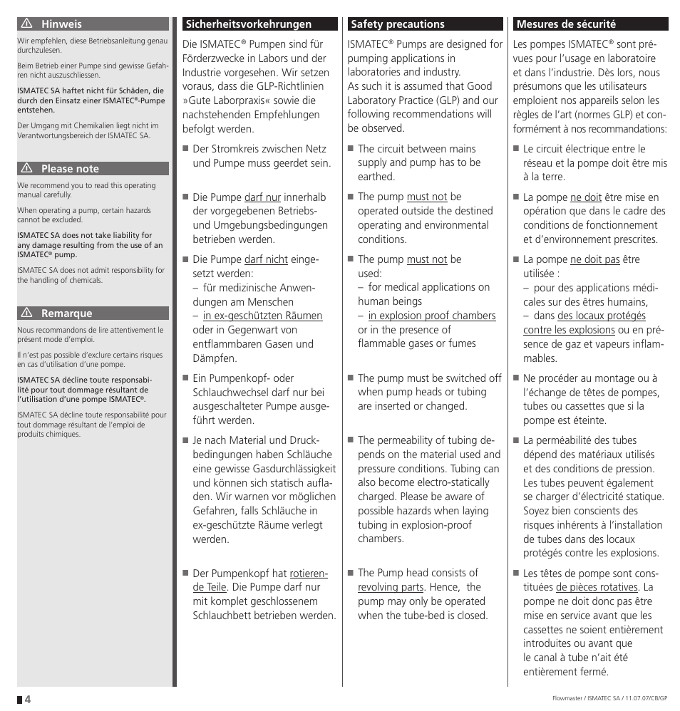IDEX Health & Science Flowmaster – version with Timer Function User Manual | Page 4 / 36