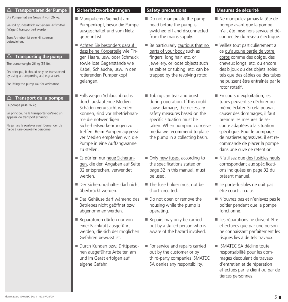 IDEX Health & Science Flowmaster – version with Timer Function User Manual | Page 5 / 36