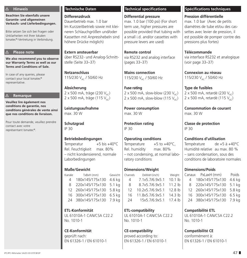 IDEX Health & Science IPC User Manual | Page 47 / 48