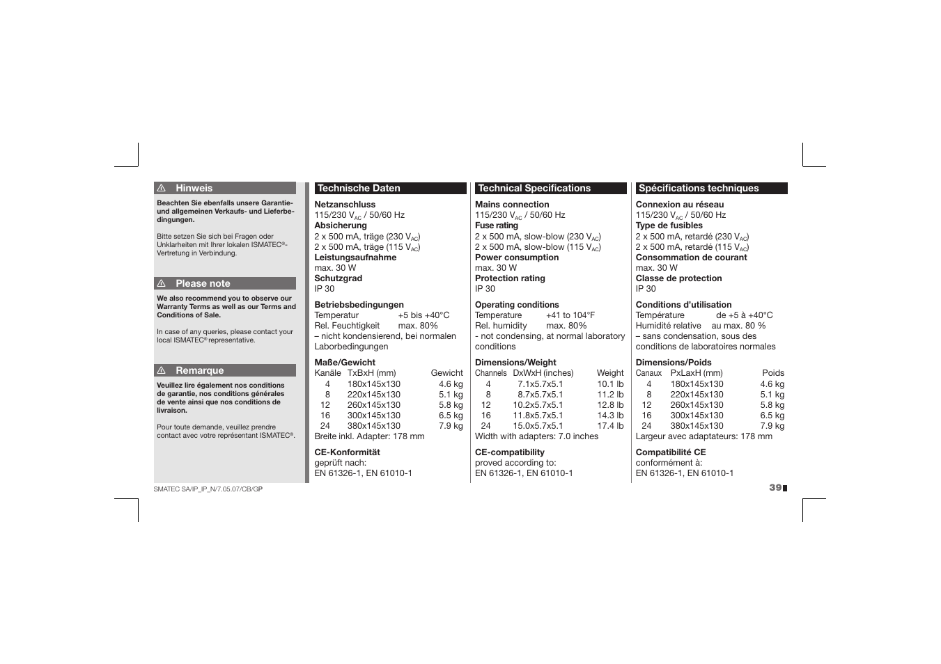 IDEX Health & Science IP User Manual | Page 39 / 40