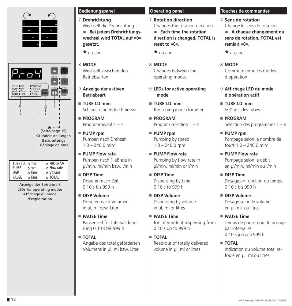 IDEX Health & Science MCP Process – version with Settings Menu User Manual | Page 12 / 64