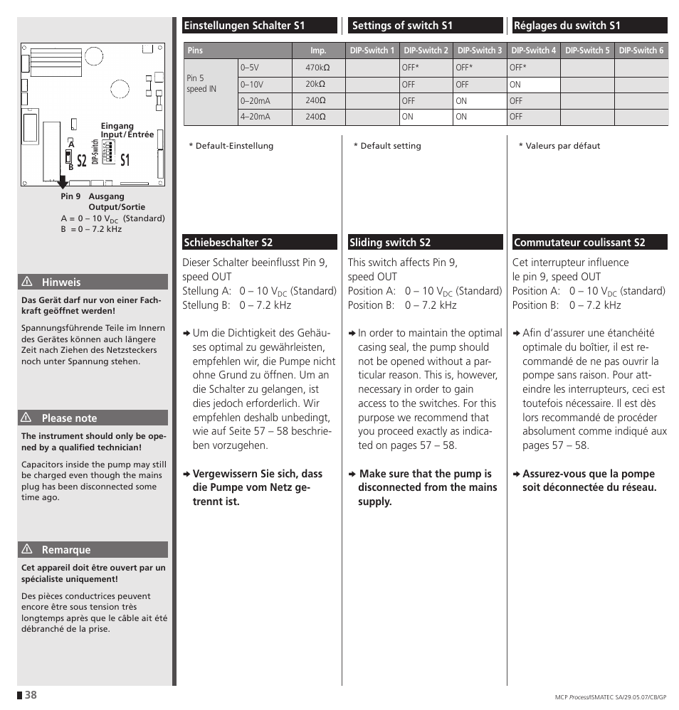 S2 s1 | IDEX Health & Science MCP Process – version with Settings Menu User Manual | Page 38 / 64