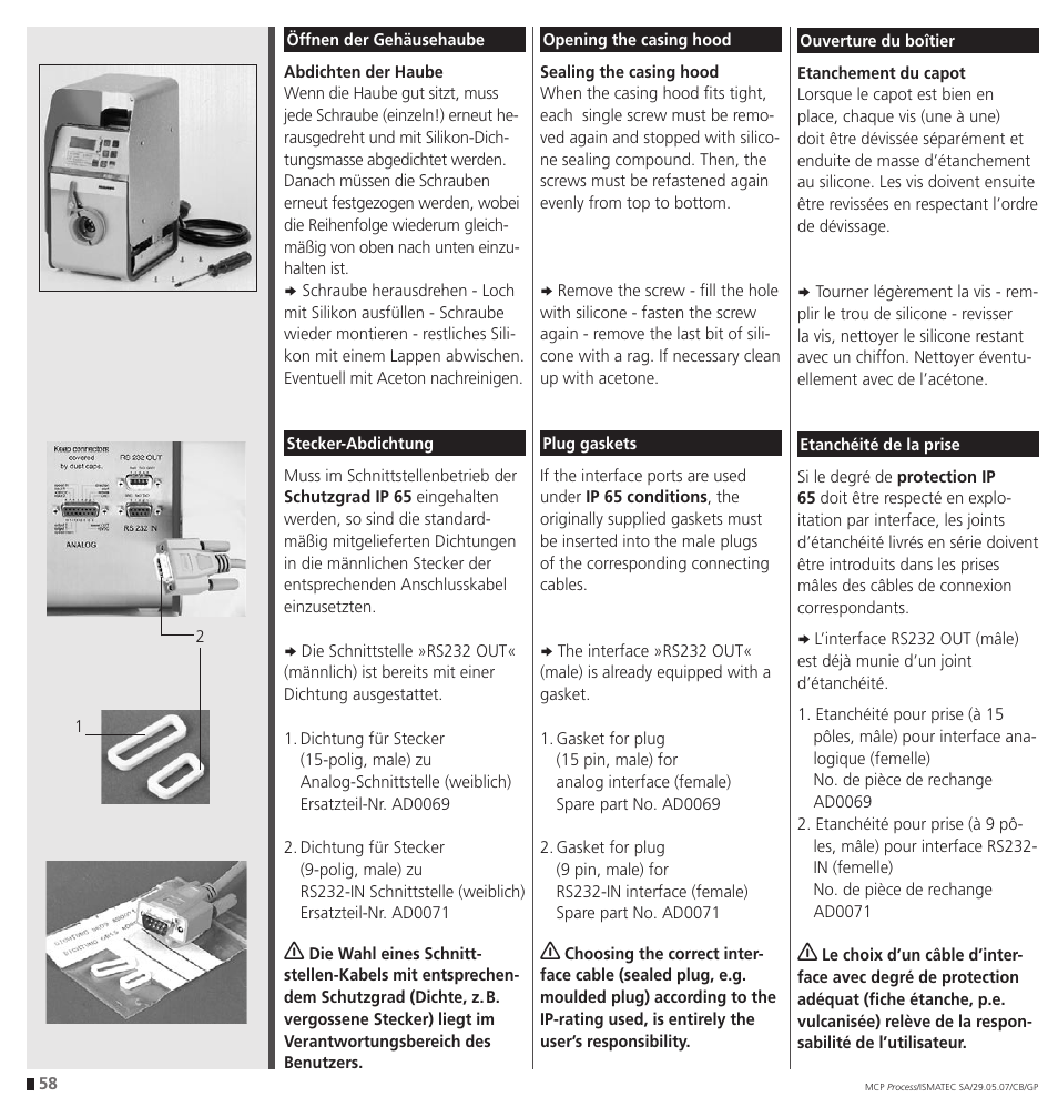 IDEX Health & Science MCP Process – version with Settings Menu User Manual | Page 58 / 64