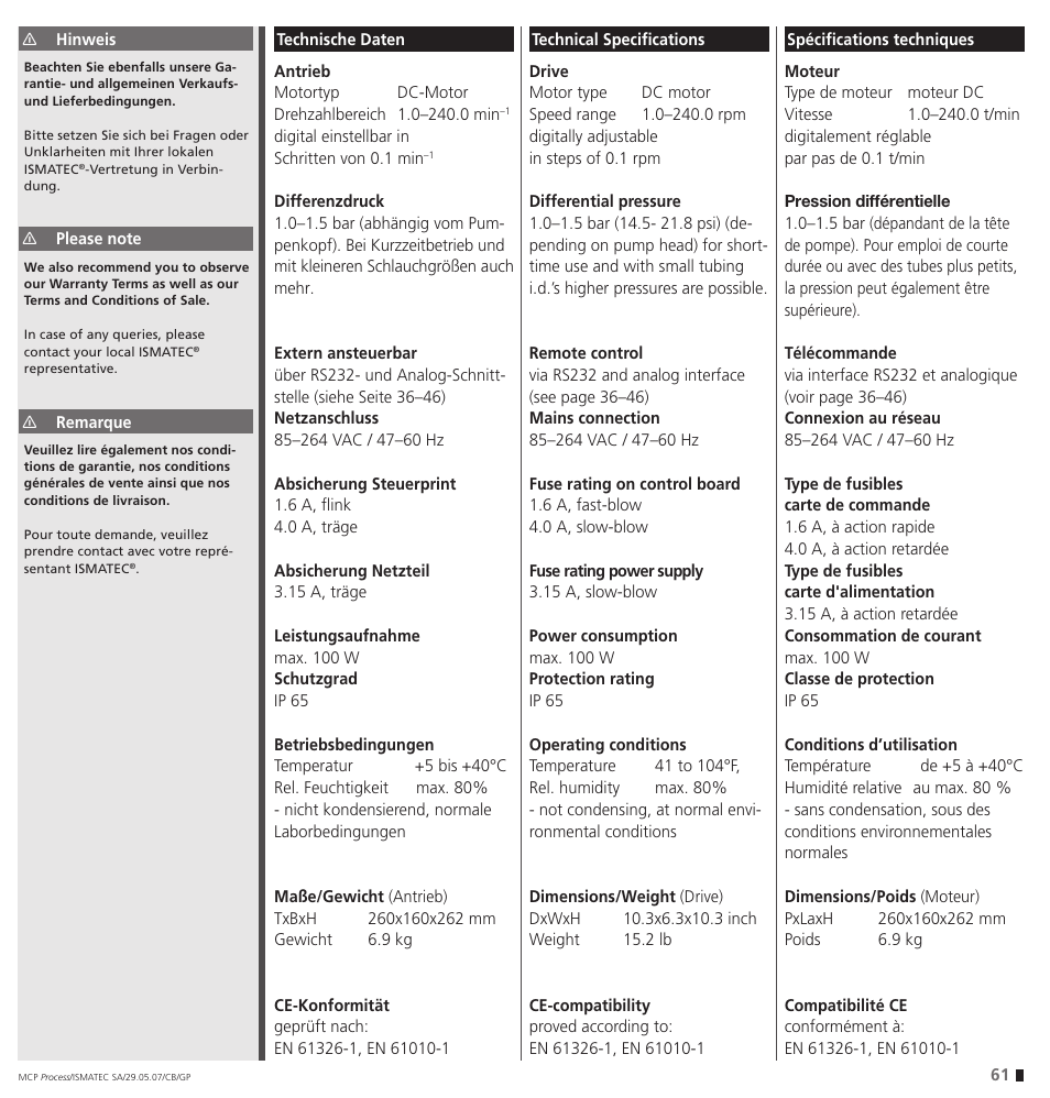 IDEX Health & Science MCP Process – version with Settings Menu User Manual | Page 61 / 64