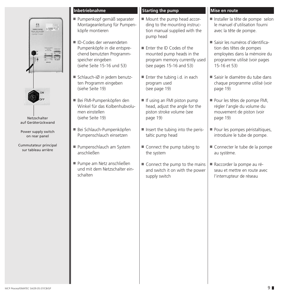 IDEX Health & Science MCP Process – version with Settings Menu User Manual | Page 9 / 64