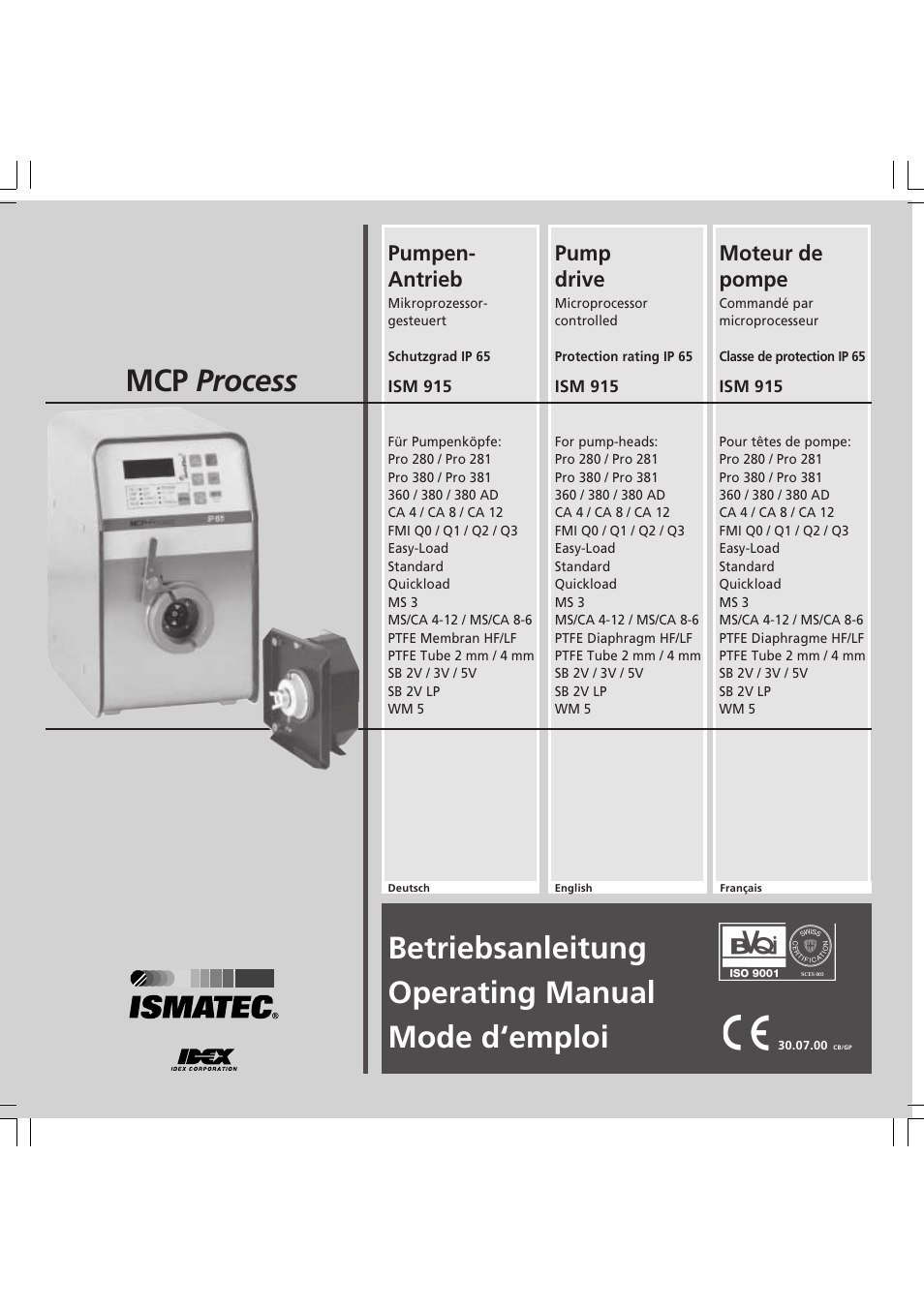 IDEX Health & Science MCP Process – version without Settings Menu User Manual | 56 pages