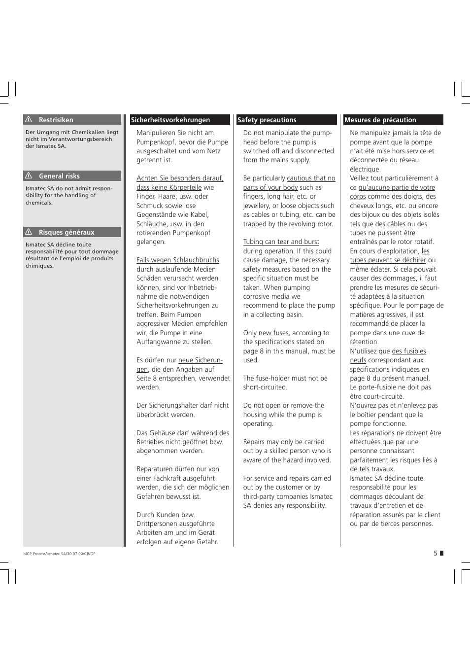 IDEX Health & Science MCP Process – version without Settings Menu User Manual | Page 5 / 56