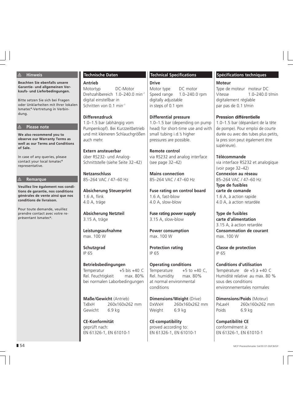 IDEX Health & Science MCP Process – version without Settings Menu User Manual | Page 54 / 56