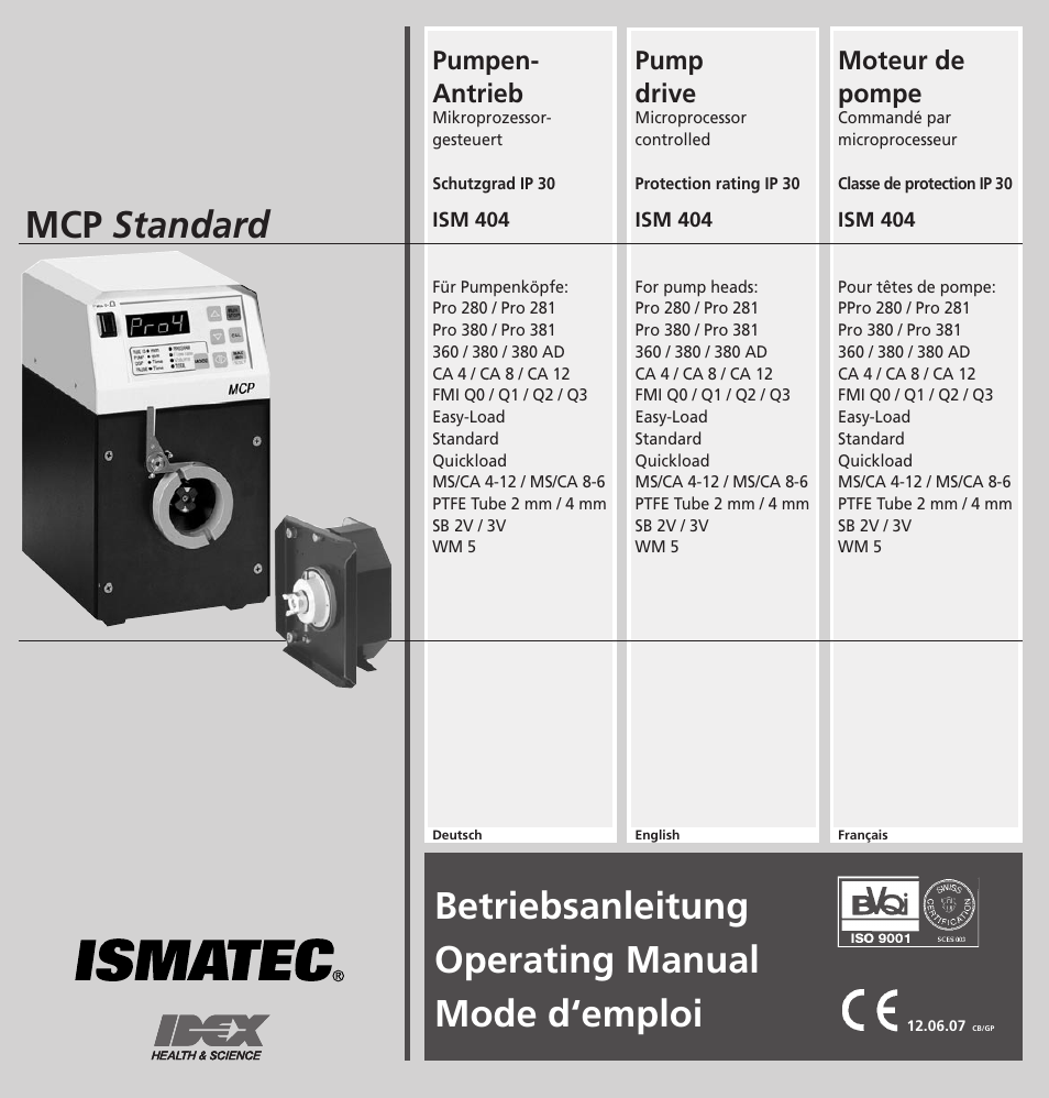 IDEX Health & Science MCP Standard User Manual | 56 pages