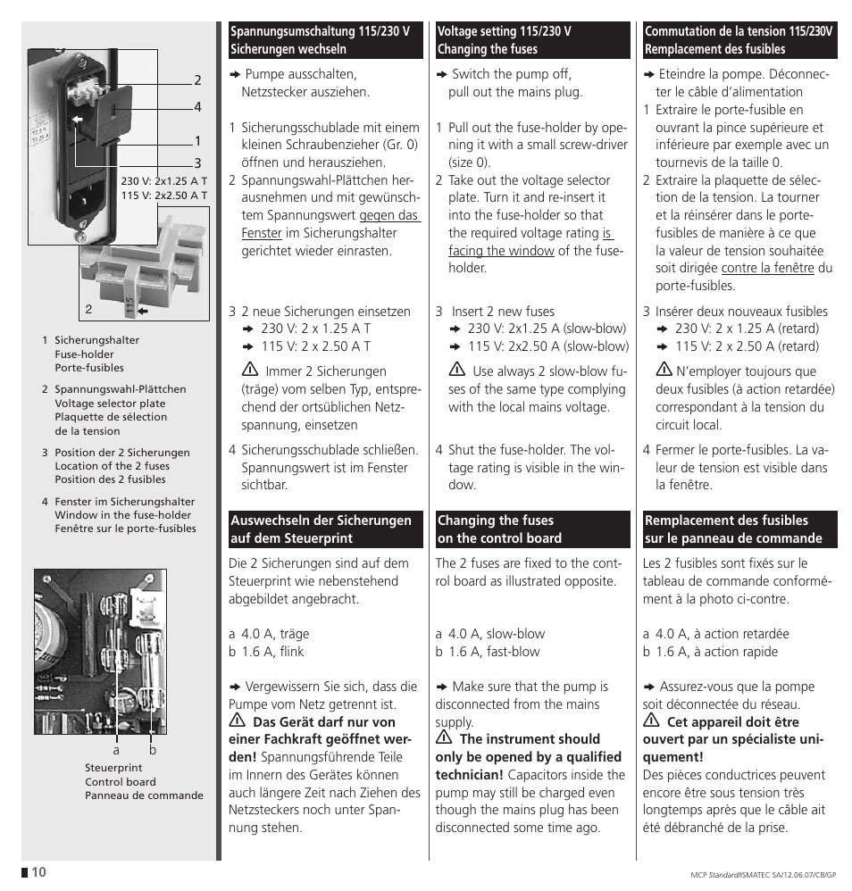 IDEX Health & Science MCP Standard User Manual | Page 10 / 56