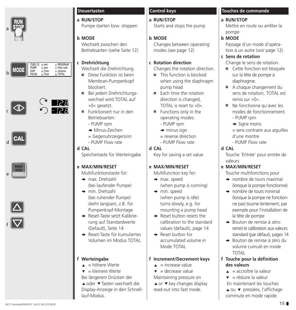 Mode | IDEX Health & Science MCP Standard User Manual | Page 15 / 56