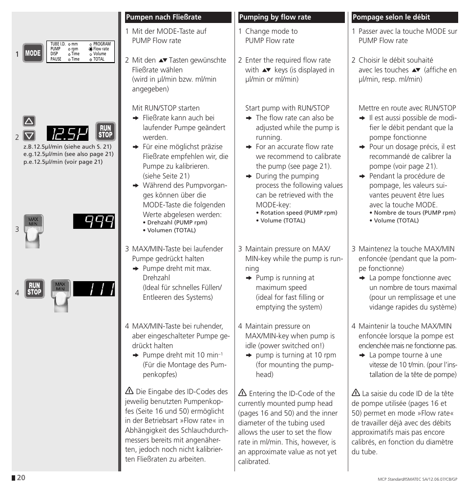 IDEX Health & Science MCP Standard User Manual | Page 20 / 56