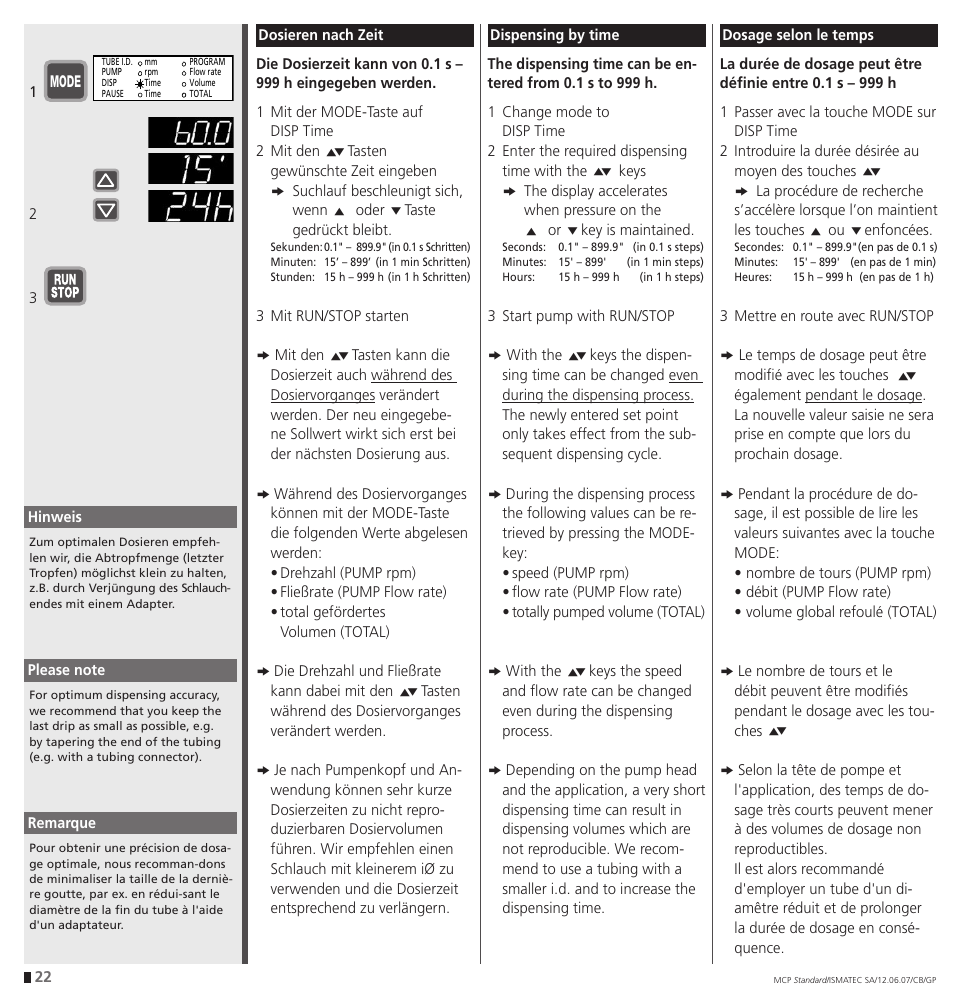 IDEX Health & Science MCP Standard User Manual | Page 22 / 56