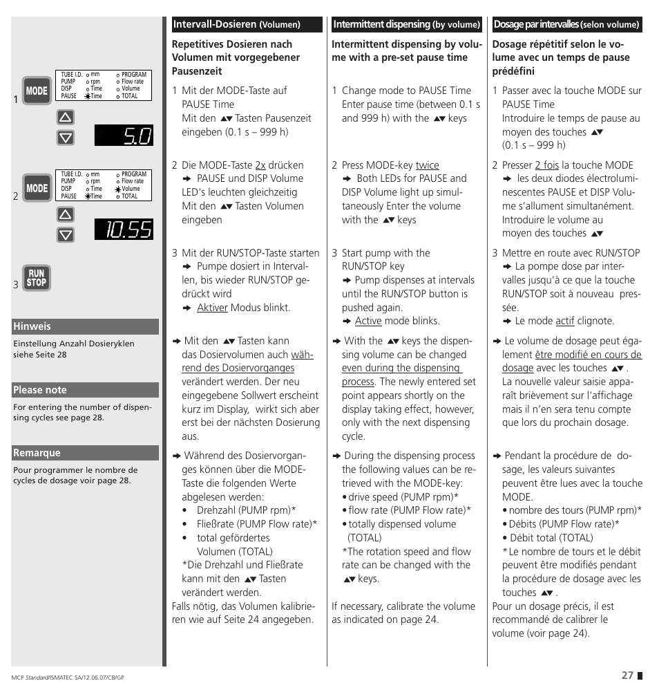 IDEX Health & Science MCP Standard User Manual | Page 27 / 56