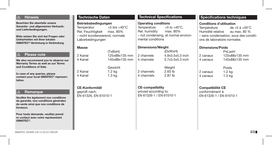 IDEX Health & Science MS-CA User Manual | Page 23 / 24
